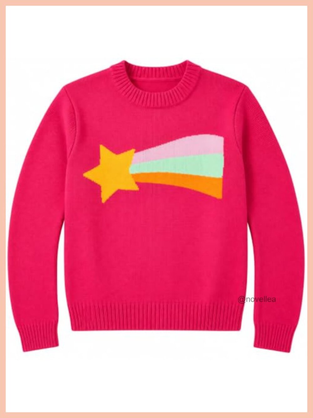 Womens Oversized Rainbow Star Sweater Crew Neck Pullover Long Sleeve